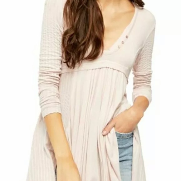 Free People Tops - Free People Birdie Henley slit tunic mini dress